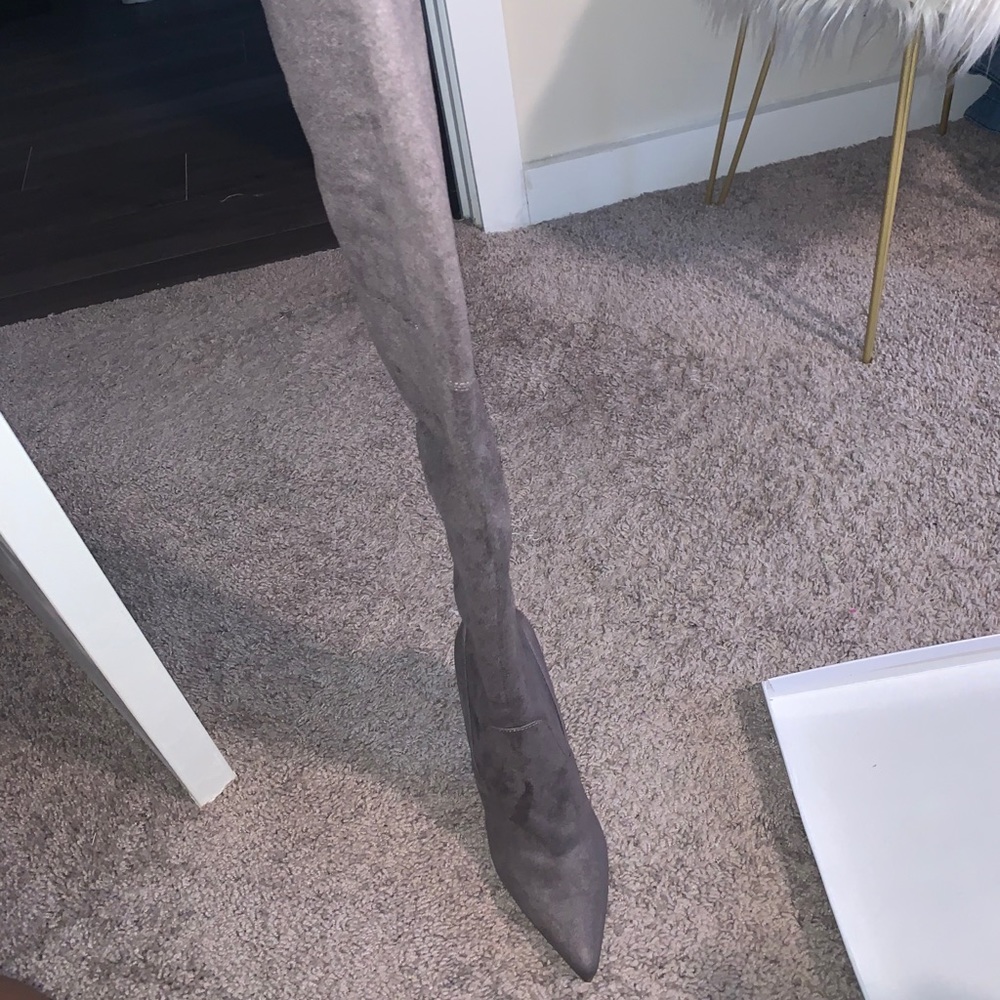 Dark Grey Thigh High Boots